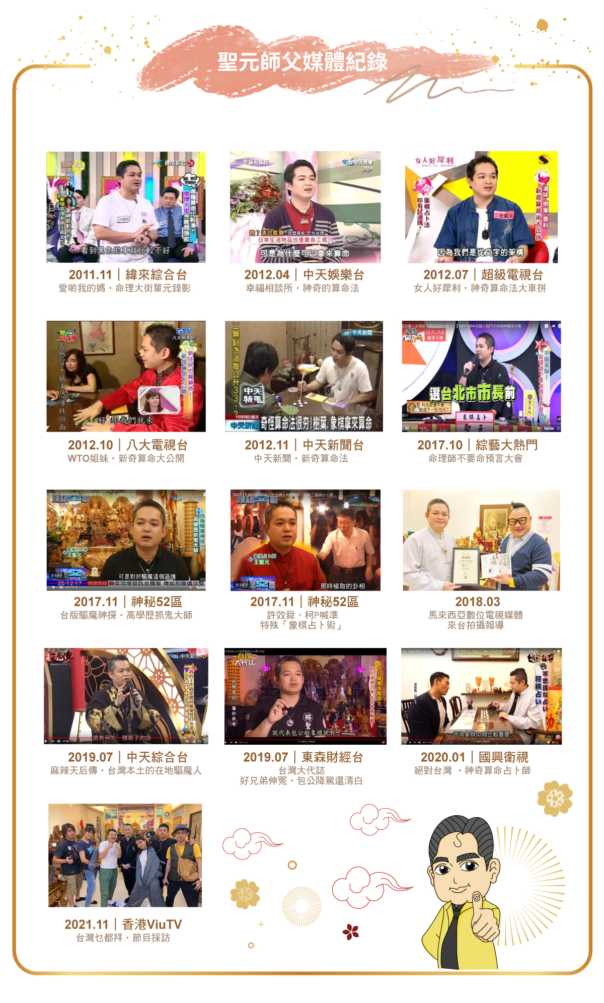 聖元師父媒體經歷彙整